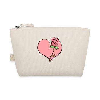 Rose Flower Heart Shape Symbol Pink - Organic Pouch - nature - Front