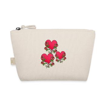 Three Hearts Flower Heart Shape Symbol - Organic Pouch - nature - Front