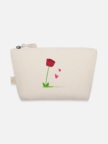 rote rose pflanze blume herzen - Bio-Täschchen - Natur