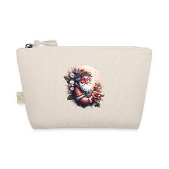 A smiling Santa Claus rests in the floral middle - Organic Pouch - nature - Front