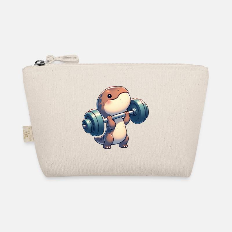 Chibi Dino T-Rex Workout with Dumbbells Organic Pouch