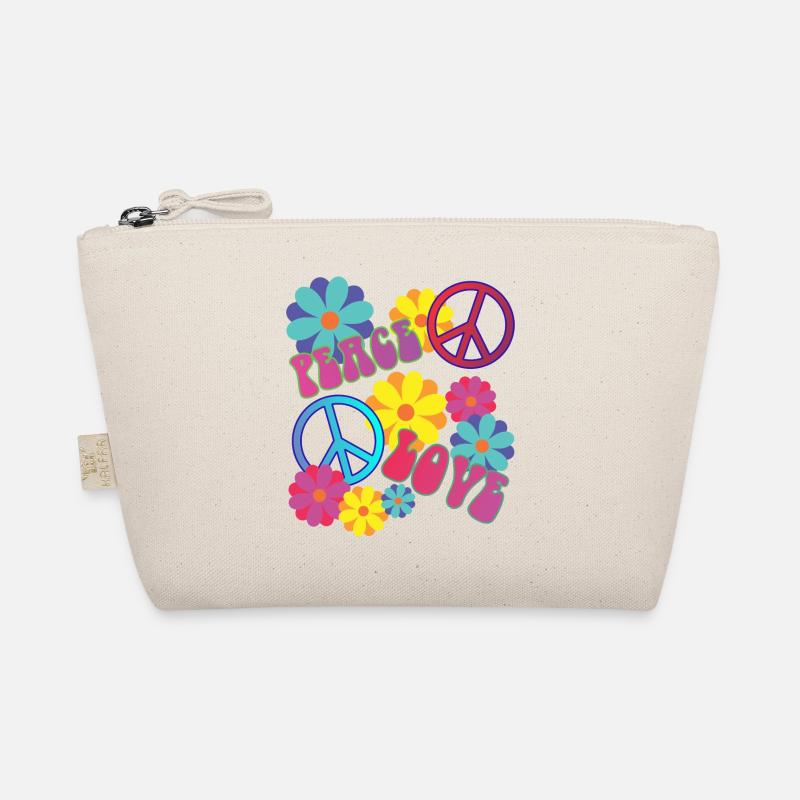 058 - love peace hippie flower power - Bio-Täschchen - Natur