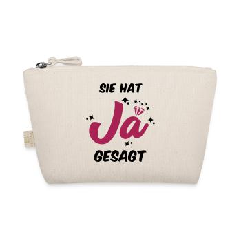 Sie hat JA gesagt - JGA T-SHirt - JGA Shirt -party - Bio-Täschchen - Natur - Vorne