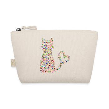 Katze aus bunten Herzen. Geschenkidee - Bio-Täschchen - Natur - Vorne