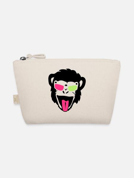 monkey gorilla monkey head bezel glass1 - Organic Pouch - nature - Front