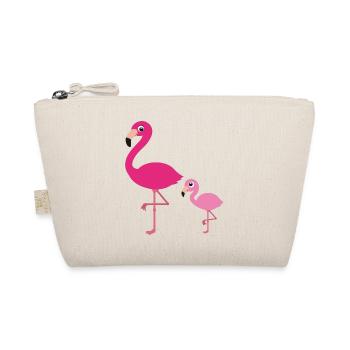 Flamingo Mutter mit Kind - Bio-Täschchen - Natur - Vorne