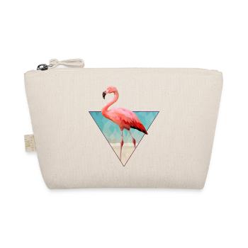 Pink Flamingo am Strand im Low Poly Style - Bio-Täschchen - Natur - Vorne