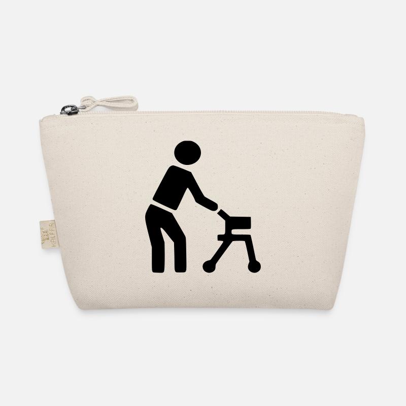 Behinderte Person hinter Rollator # Bio-Täschchen