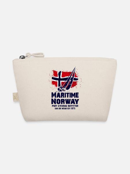Maritime Sailing - Norway Flag - Vintage Look - Bio-Täschchen - Natur