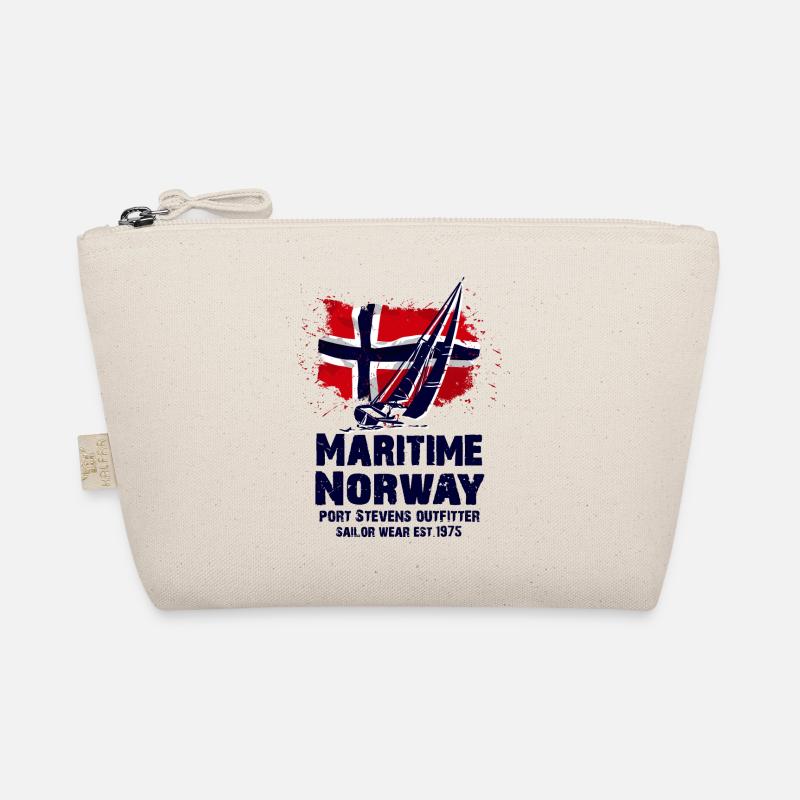 Maritime Sailing - Norway Flag - Vintage Look - Bio-Täschchen - Natur