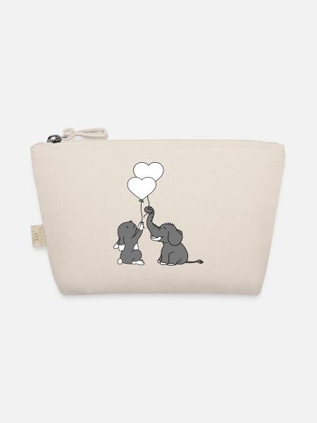2 friends elephant team couple balloon heart love - Organic Pouch - nature - Front
