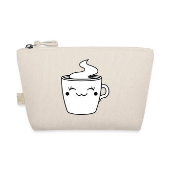 face cup sweet cute female hot coffee - Organic Pouch - nature - Front