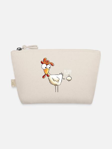 Plopp es ist raus das Ei - Huhn - Hahn - Gockel - Bio-Täschchen - Natur - Vorne
