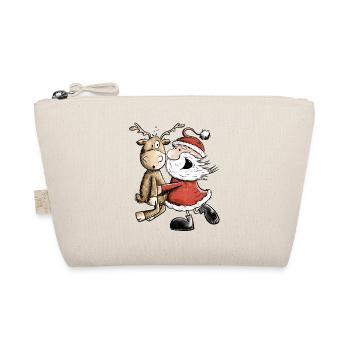 Weihnachtsmann Mit Rentier I Weihnachten Geschenk - Bio-Täschchen - Natur - Vorne