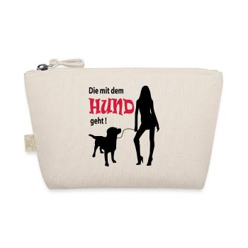 Hund Gassi Gehen Frau - Bio-Täschchen - Natur - Vorne