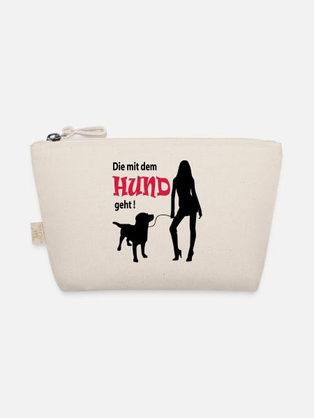 Hund Gassi Gehen Frau - Bio-Täschchen - Natur - Vorne