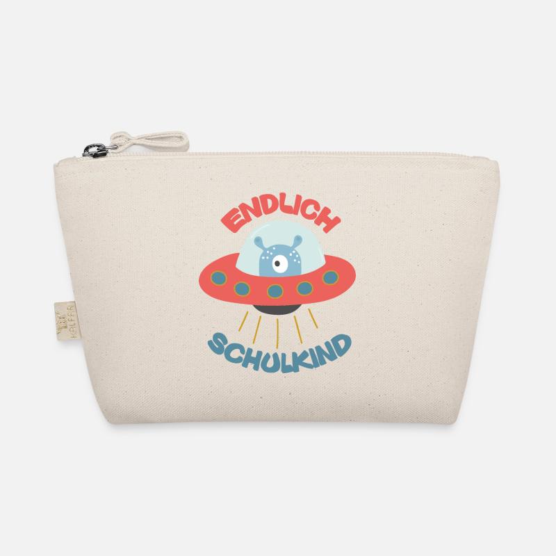 EINSCHULUNG ERSTE KLASSE UFO ALIEN - Bio-Täschchen - Natur