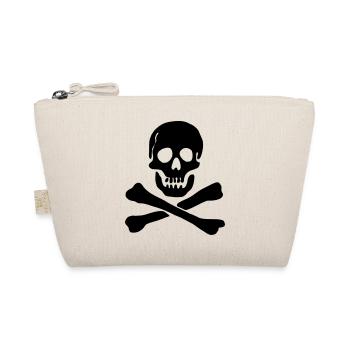 Piratenflagge Totenkopf mit gekreuzten Knochen - Bio-Täschchen - Natur - Vorne