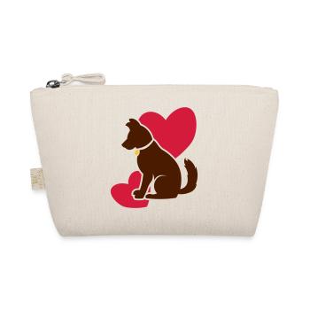 Cute dog with hearts / Niedlicher Hund mit Herzen - Bio-Täschchen - Natur - Vorne