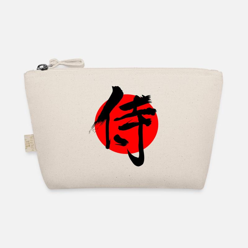 Samurai in japanischer Kanji-Schrift rote Sonne Bio-Täschchen