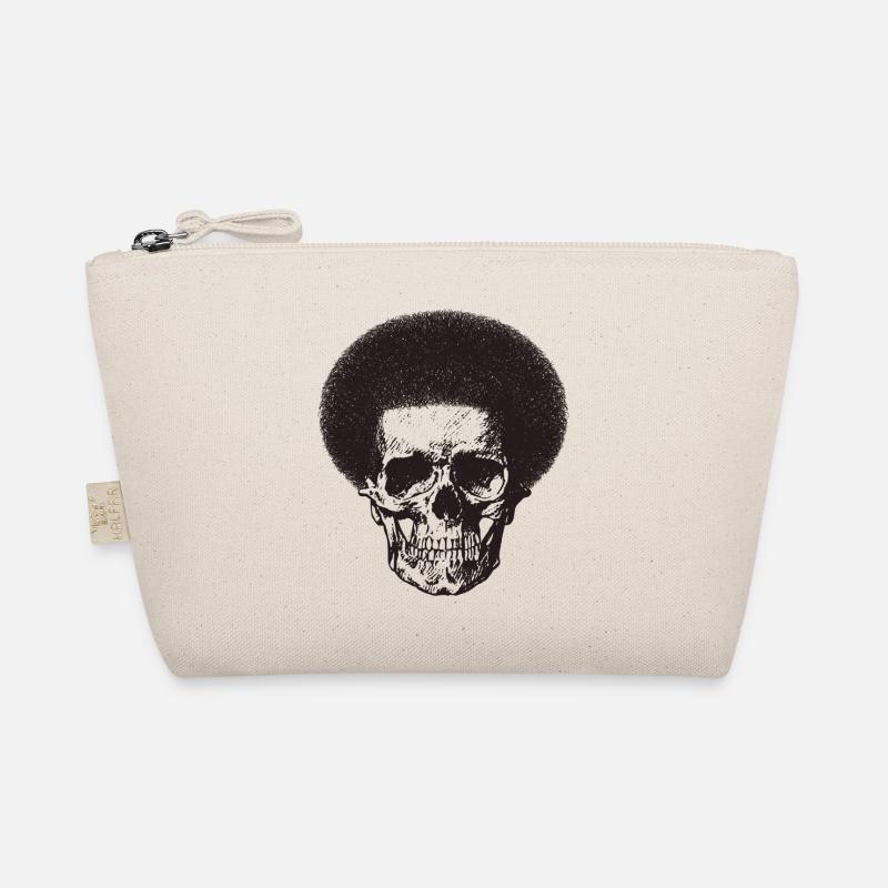Schädel mit Afro-Frisur. Bio-Täschchen