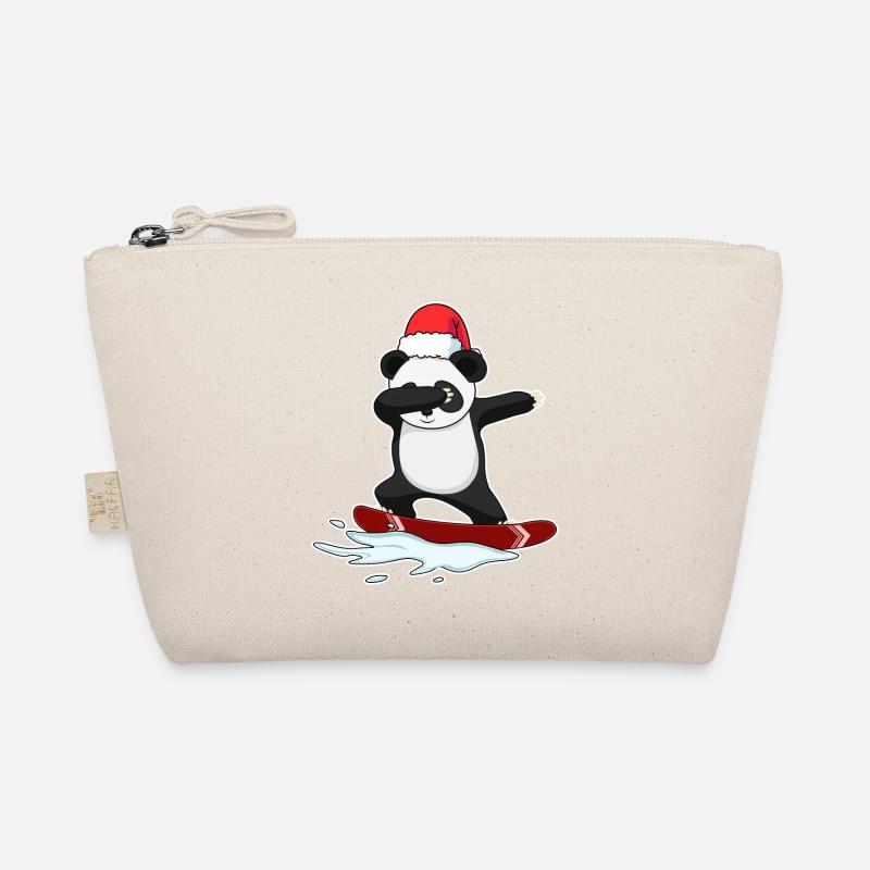 panda christmas snowboard polar bear snowboarding Organic Pouch