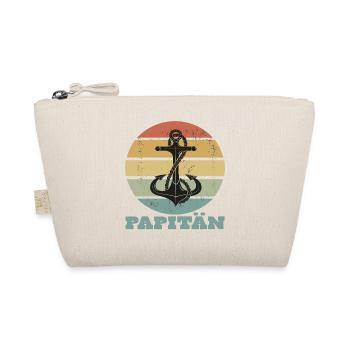Papitän Papa und Kapitän mit Anker Retro - Bio-Täschchen - Natur - Vorne