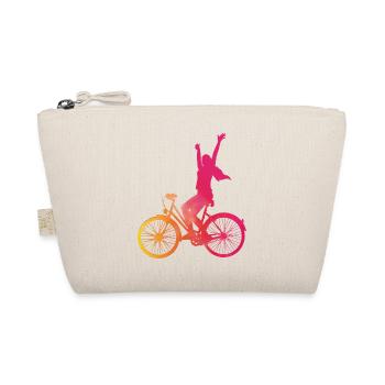 Woman in pink on a bicycle - Organic Pouch - nature - Front