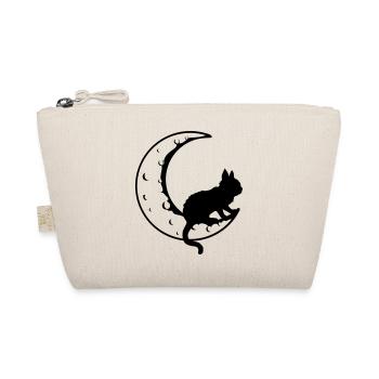 Schwarze Katze Sichel Mond - Bio-Täschchen - Natur - Vorne