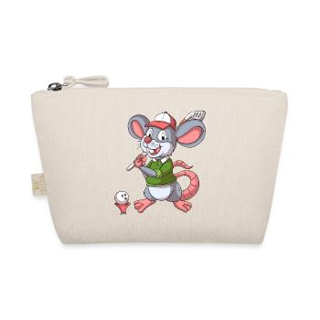 Golfer Maus / Golfende Maus - Bio-Täschchen - Natur - Vorne