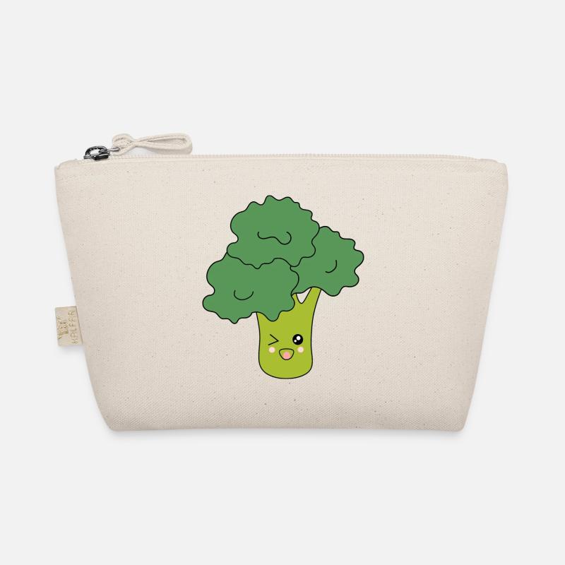 Kawaii Brokkoli Gemüse vegan - Bio-Täschchen - Natur