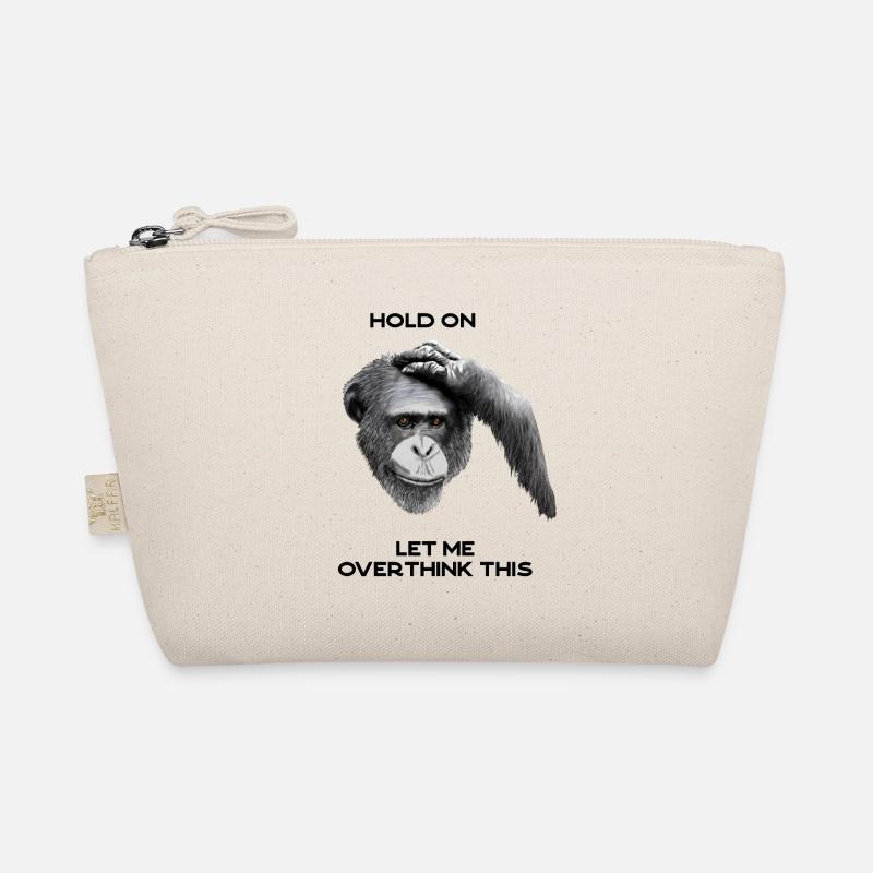 WARTE, LASS MICH DARÜBER NACHDENKEN - Schimpanse, grau Bio-Täschchen