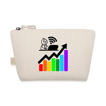 Colored chart happy young man on laptop - Organic Pouch - nature - Front