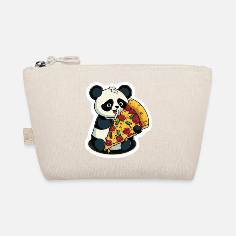 Cute Panda Bear Eats a Pizza Sticker Organic Pouch