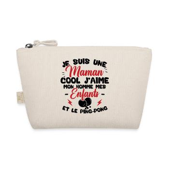 Une maman cool j'aime mon homme et le ping pong - Trousse biologique - nature - Devant