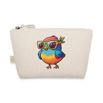 Kawaii Mignon Happy Colorful Bird avec des lunettes de soleil - Trousse biologique - nature - Devant
