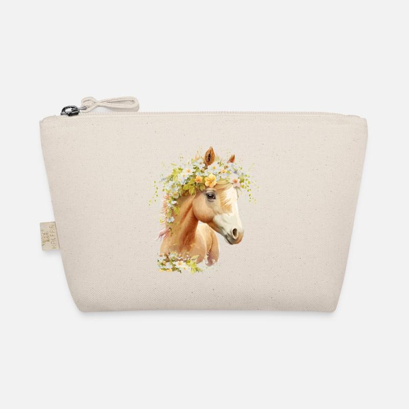 Cheval mignon avec des fleurs - Trousse biologique - nature