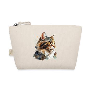Aquarellporträt einer flauschigen roten Katze - Bio-Täschchen - Natur - Vorne