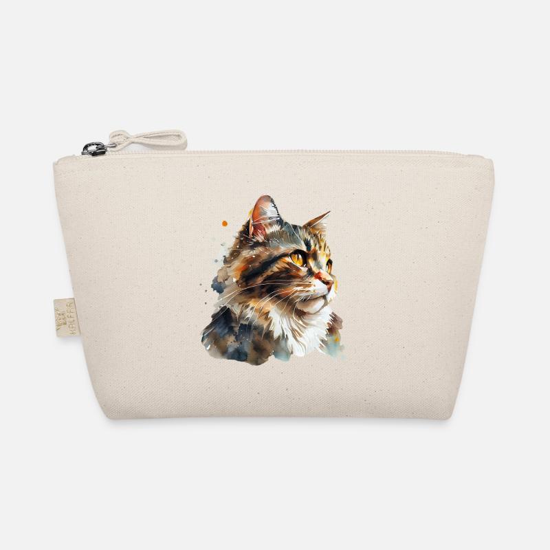 Aquarellporträt einer flauschigen roten Katze - Bio-Täschchen - Natur