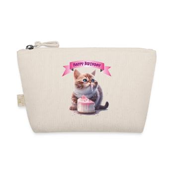 Happy Birthday Kitten Gift - Organic Pouch - nature - Front