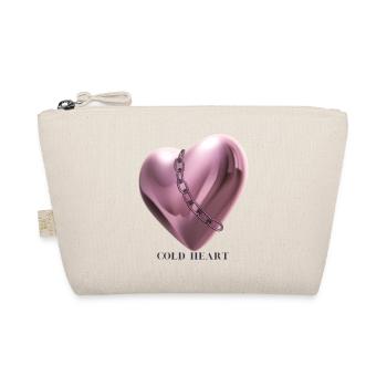 Kaltes Herz 3D mit Kette rosé und coldheart hinten - Bio-Täschchen - Natur - Vorne