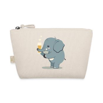 Cute elephant drinks a big glass of beer - Organic Pouch - nature - Front