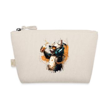 Cool party cat with beer - Organic Pouch - nature - Front