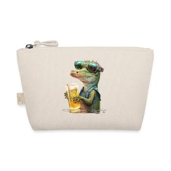 Cool crocodile wearing sunglasses with beer - Organic Pouch - nature - Front