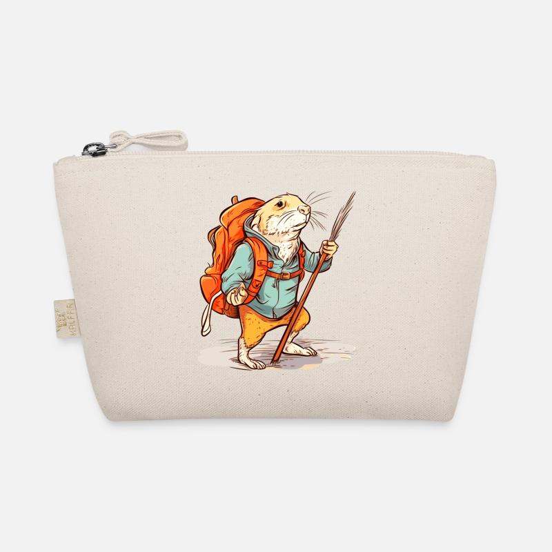 Mole rat as a hiker with stick and backpack Organic Pouch