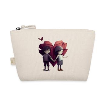 Origami Love – Hands and Hearts - Organic Pouch - nature - Front