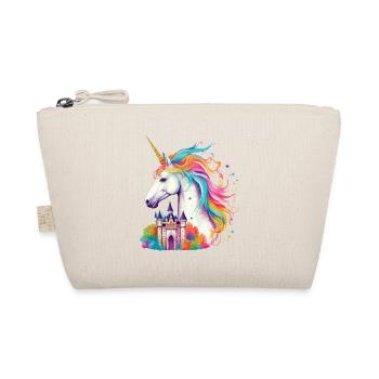 Einhorn Regenbogen Schloss Bunt Magie Fantasie - Bio-Täschchen - Natur - Vorne