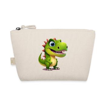 Design de T-shirt Dino Sourire Vert Soleil - Trousse biologique - nature - Devant