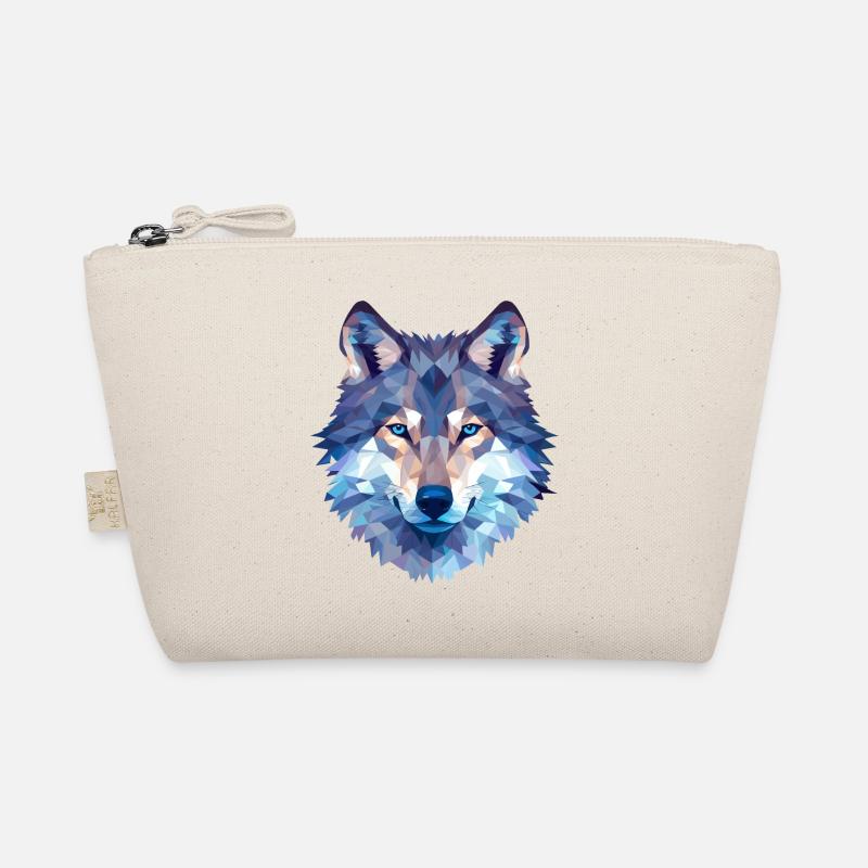 Wolf Polygon Design - Wildtier Natur Motiv - Bio-Täschchen - Natur
