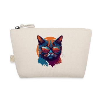Rebel Paws: Retro Cat T-Shirt Art - Organic Pouch - nature - Front